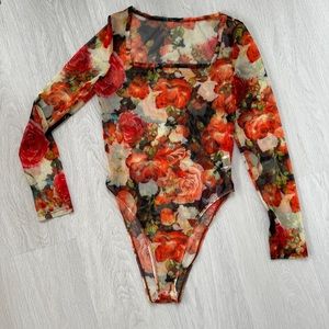 Floral sheer body suit